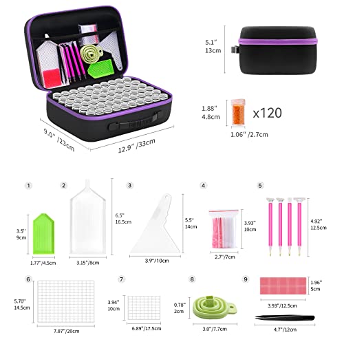 Artdot Diamond Painting Storage Boxes, 120 Slots Bead Storage With 5D Diamond Art Accessories And Tools Kit #TOP4