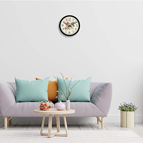 Image of Amazon Brand - Solimo 12-inch Contemporary Plastic & Glass Wall Clock - Designer (Silent Movement, Black Frame)