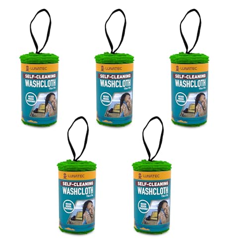 Lunatec® Self-Cleaning Washcloth. A Camping & Travel Essential. Quick Drying, Light Exfoliator, Odor-Free & Lathers Great.