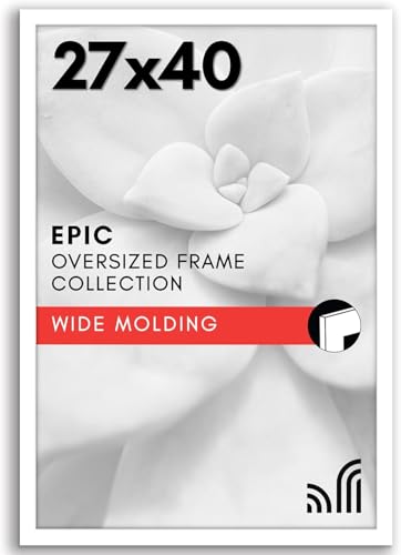 Americanflat 27x40 Picture Frame with Polished Plexiglass - White Picture Frame - Wide Photo Frames Made of Engineered Wood for Vertical or Horizontal Wall Display - Epic Collection - White