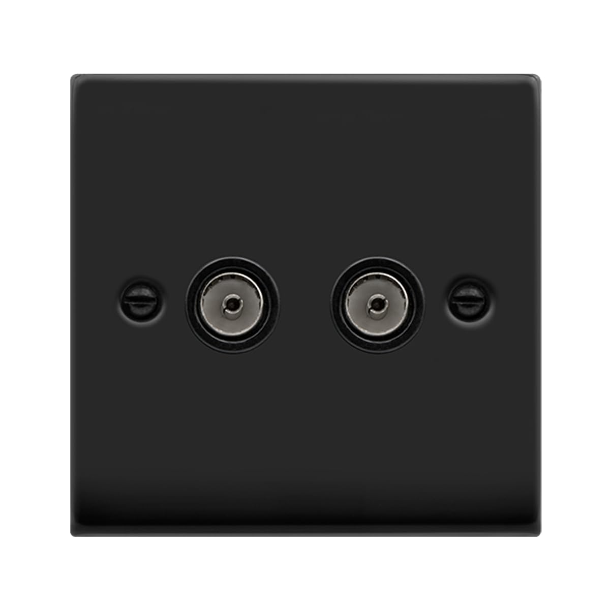 Click Matt Black 2 Gang Twin Coaxial Tv Socket
