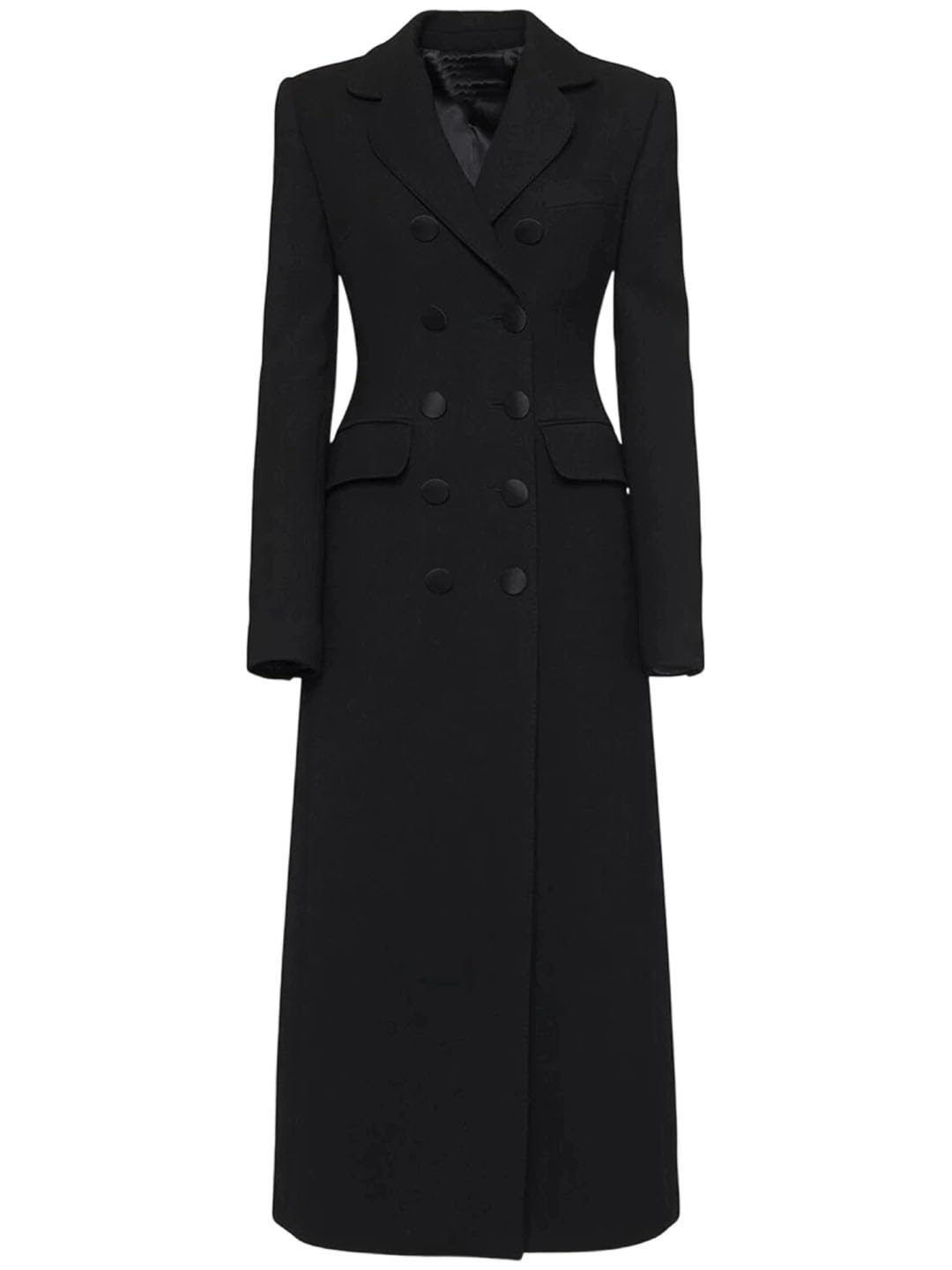 Niiyyjj Womens Black Slim Trench Coat Long Sleeve Double Breasted Fall Casual Office Outerwear