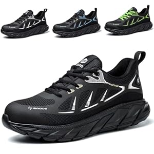 ISOOUS Work shoes, men’s safety shoes, women’s steel cap shoes, sporty, breathable, protective shoes, non-slip