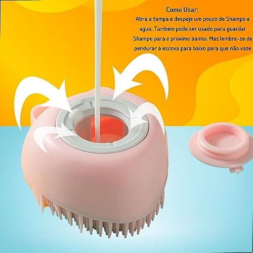 Escova De Banho E Lava Pelo De Pet Silicone Com Dispenser Para Shampoo e Sabonete Banho Cachorro Gat