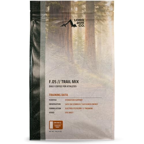 Image of Long Run Coffee - Daily Coffee for Athletes with Essential Electrolytes & L-Theanine - Hydration Protection + Easy on Stomach + Natural, Sustained Energy + Recovery for Runners and Athletes [Freshly Ground, Trail Mix]
