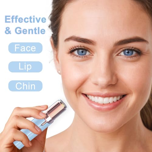 Image of tuokiy Facial Hair Removal for Women, Painless Face Shaver for Womens, Face Razors for Lip, Chin with USB Rechargeable, Blue 3 PCS Heads