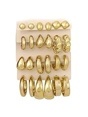 12 Pairs Gold Hoop