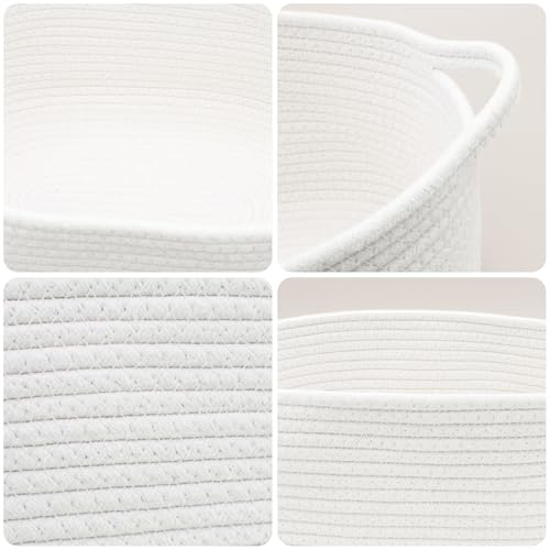 Image of Woven Basket with Gift Bags and Ribbons, 14 inchX 10 inch X 6 inch Storage Basket White | Gift Storage Organizer Basket Bin Shelf Shelves Cotton Rope Basket for Nursery, Pet Toys