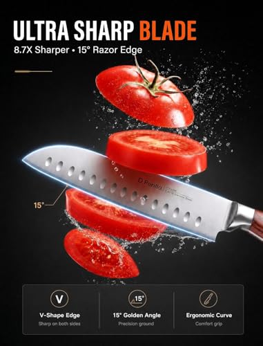 Image of Kitchen Knife Set, 16 Pcs Stainless Steel Knife Block Set with Wood Handle