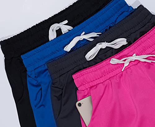 Real Essentials 4 Pack: Girls Active Athletic Performance Dry Fit Short Running Sports Shorts Soccer Tennis Summer Basketball Lounge Casual Sleep Bottoms Gym Workout Kids Dolphin - St 5,Xs (7) #TOP3