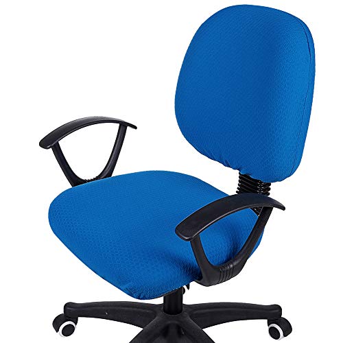 smiry Housses de Chaise d'ordinateur de Bureau en Jacquard Extensible Universel pour Chaise rotative de Bureau - Housse de siège + Housse de Dossier - Bleu...