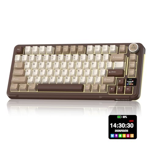 SOLAKAKA A75 PRO 75% Wireless Mechanical Keyboard with Screen and Knob Tri-Mode Hot Swappable Gaming Keyboard RGB Backlit Gasket Creamy Pre-lubed PBT Computer Keyboard for PC/Mac/Win Brown