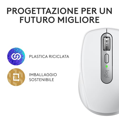 MX Anywhere 3S, Mouse Wireless Compatto, Scorrimento Veloce, Tracciamento 8K DPI, Clic Silenzioso, Pulsanti Programmabili, USB C, Bluetooth, PC Windows, Linux, Chrome, Mac - Pale Grey - Mouse gaming - Immagine 10