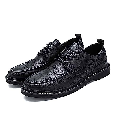 Men's Comfortable Casual Leather Oxford Slip on Lace up Wingtip Shoes Moc Toe Oxfords Business Casual Dress Tuxedo Shoes3