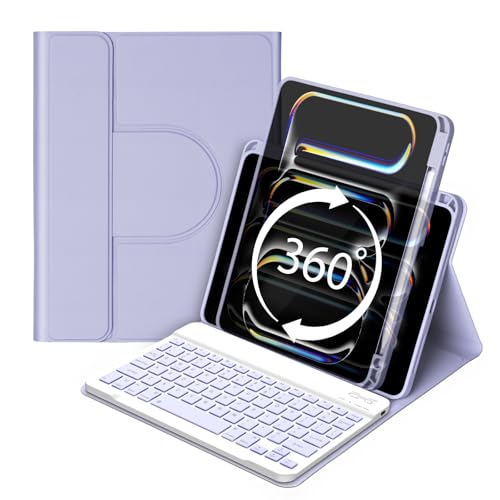 Bettdow(�x�b�g�_�E) iPad Pro 11�C���` M4 2024�p�P�[�X �L�[�{�[�h�t�� 360�x��]�P�[�X �}�O�l�b�g���̎��O���\�ȃL�[�{�[�h �y���V���z���_�[�t�� �c����/���������[�h �����X���[�v/�E�F�C�N 11�C���`iPad Pro 