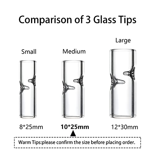Premium Medium Size Glass Filter Tips,Reusable Rolling Filter Tipss,Great For Medium Hand Roll,Pack Of 15(10 * 25Mm,Round Mouth) #TOP5
