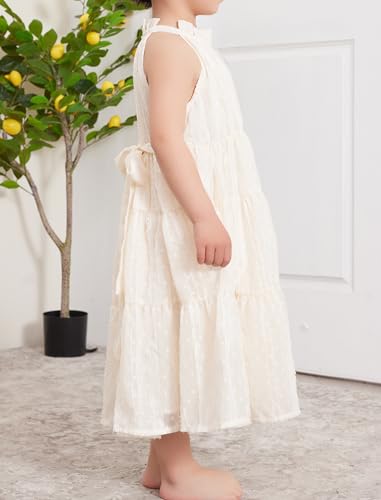 Girls Lace Dresses Halter Neck Beige Dress Maxi Dress 3 to 9 Years3