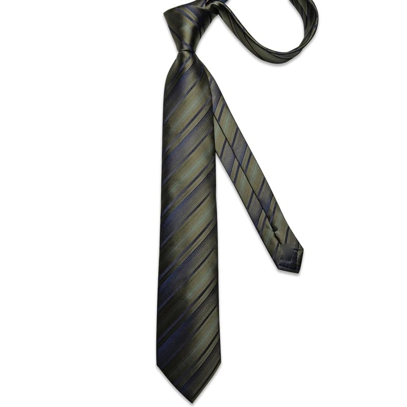 Corbata de seda rayada para hombre formal y conjunto miniatura 3