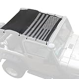 Sunshade for 1996-2007 Jeep Wrangler TJ Full Length Mesh Sun Shade, TJ US Flag Sunshade Bikini Soft Top Cover Net, Blocks UV, Wind, Noise, Black America Flag