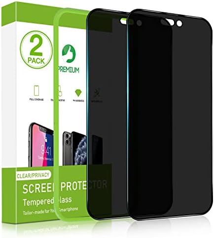 Uxinuo Privacy Screen Protector Compatible for iPhone 14 Pro Max 2022 [6.7 inch Display] 2 Pack Anti Spy Private Tempered Glass [Black]
