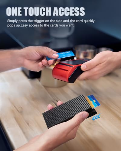 Wallet for Men-Slim Mens Wallet with Pop Up Card Holder,Elastic Cash slot, Leather Slots,RFID Blocking Bifold Minimalist Wallet for Men with ID Window(Carbon Fiber)3