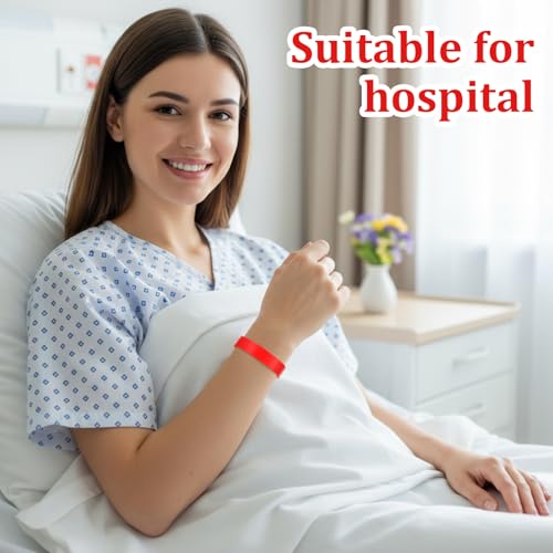 Image of Henoyso 600 Pcs Red Plastic Wristbands for Events Vinyl Waterproof Pool Wristbands Neon Color Plastic Bracelet for Party Events Arm Band Identification for Concerts Carnivals