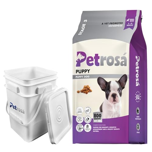 Image of Small Breed Puppy Dog Food (2 to 10 Months), 800 gm, 30% High Protein with DHA & Prebiotics, Growth & Digestion Formula with 5L Food Storage Container.