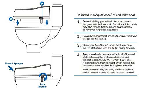 AquaSense Raised Toilet Seat with Lid, White, 2.5 Inches - Thumbnail 4