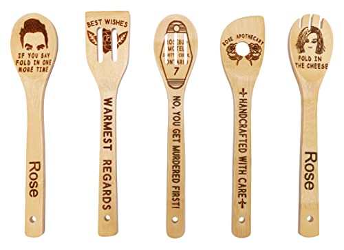 5 Pcs Schitt's & Friends TV Show Wooden Spoons Set Kitchen Cooking Utensils Natural Non-Stick Carve Burned Bamboo Cooking Spoon Housewarming Presents Fun Fans Birthday Gift TV Show Merchandise 5 Pcs Schitt's & Friends TV Show Wooden Spoons Set Kitchen Cooking Utensils Natural Non-Stick Carve Burned Bamboo Cooking Spoon Housewarming Presents Fun Fans Birthday Gift TV Show Merchandise