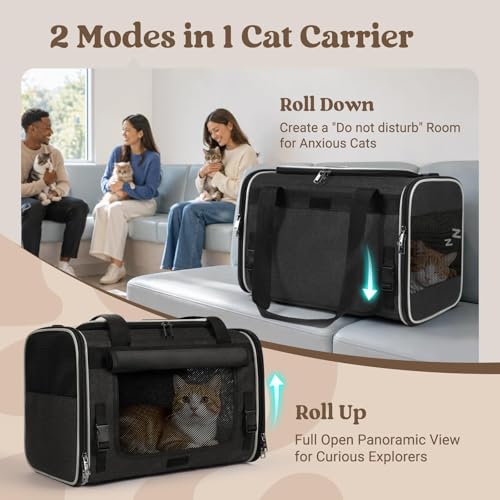 Image of rabbitgoo Cat Carrier Soft with Rollable Flap, Travel Safe for Car Airline