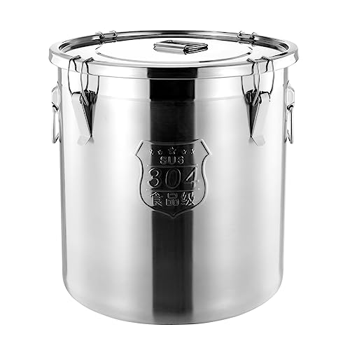 OBLLER Stainless Steel Grain Container, Airtight Canister, Food Made of Kitchen, Stainless Steel Bucket, Flour Container, Kitchen Bucket with Lid for Storing Various Dry/Wet Foods (48L)