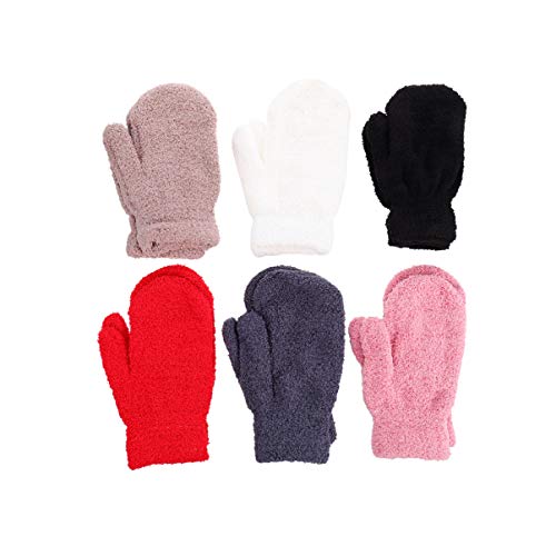 CLISPEED 6 Paires de Gants de Moufle d'hiver Mitaines Doublées de Polaire Thermique Chauffe-Mains à Doigt Complet pour Femmes Hommes