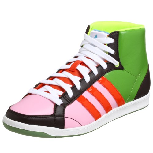 adidas Originals Women's Adi Hoop Mid W Court Shoe,Green/Lava/Pink,9.5 M US