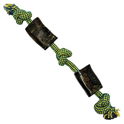 Pet Zone Choy All Natural Rope and Water Buffalo Bone Dog Chew Dog Toys (Eco-Friendly Interactive Dog Toys, Dog Chew Toy, Dog Bone, Dog Rope Toy, and Dog Tug Toy) Large Rope Choy