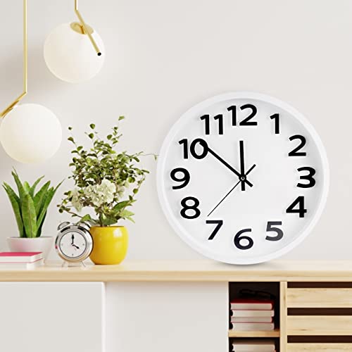 Jvxyuieh 12 Inch Quarte Wall Clock White Silent Non-Tiking Wall Clocks Modern Battery Operated Wall Clock Digital Easy Read Round Clocks Decor For Living Room/Kitchen/School #TOP3
