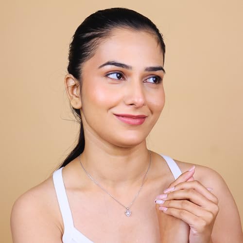Image of SILVERTOWN 925 Silver Celestial Grace Heart Pendant Necklace | Hallmarked | White Rhodium Plated | Gift For Women and Girls