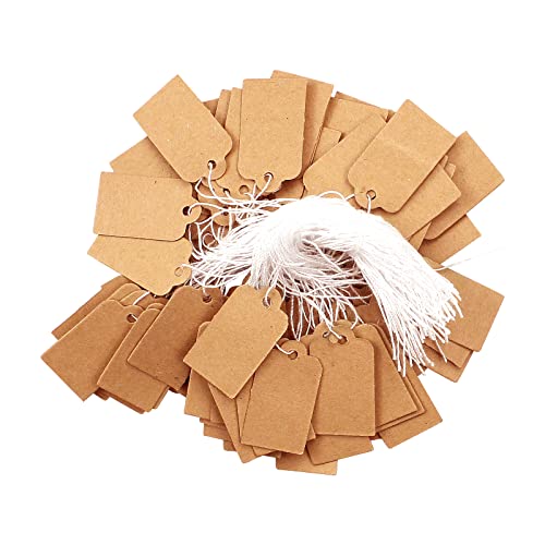 aupawdy 500 Stück Blanko Preis Schilder Kraftpapier preisschilder Geschenkanhänger mit Elastischer Aufhänge Schnur für Preisetiketten, Papier Anhänger zum Basteln,Geburtstag, Hochzeit Cover