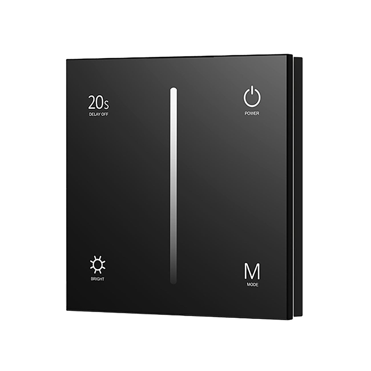 Black Touch Glass Panel Triac Dimmer Wall Switch AC 100-240V RF 2.4GHz 1 Chanel Max 1.5A 150-360W