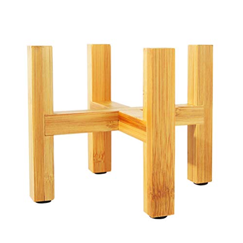 Happyyami Wooden Flower Stand Indoor Plant Stand with Bamboo Tray for Succulents Mini Cacti Display Wood Plant