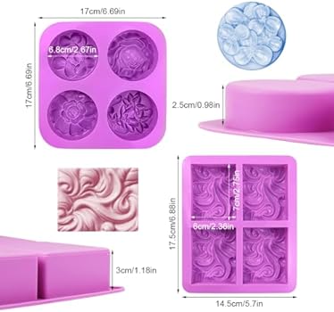 Silicone Savon Lot De 3 Moules à Savon En Silicone, 6 Cavités En Forme De Fleurs Avec Différentes Formes De Fleurs, Parfaits Pour La Fabrication De Savon, Gâteaux Faits à La Main