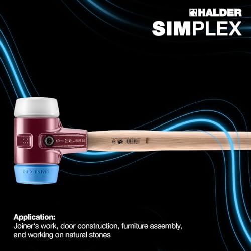 Image of Halder Simplex Sledgehammer 80mm - Dual Faces, TPE-Soft & Superplastic Inserts, Cast Iron Housing with Protection Sleeve, Hickory Handle, Tiling, Stone & Construction - 3017.081