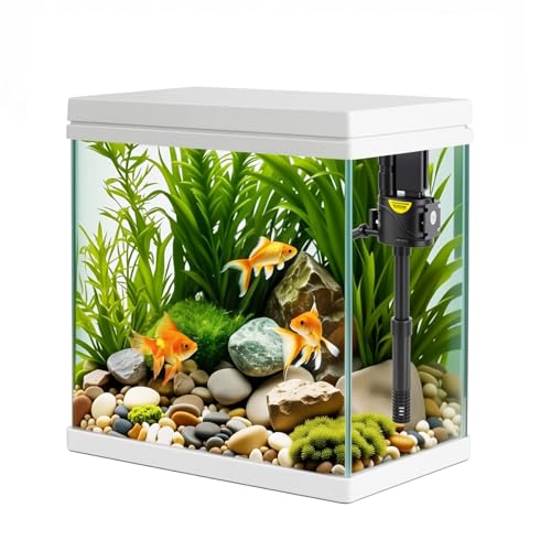Petit aquarium en verre de 17 l avec filtre et lumière, kit tout-en-un carré en verre avec pompe...