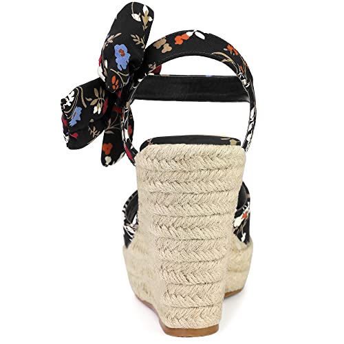 Allegra K Women's Platform Floral Printed Slingback Espadrille Wedge Sandals3