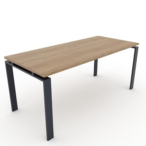 Miniatura 3 de Duófic Mesa Escritorio Para Teletrabajo, Oficina, Despachos Y Sala De Estudios. Estructura Marco Abierto Color Gris Grafito Fabricado En España. Envio A Toda La Península. Olmo, 140x80