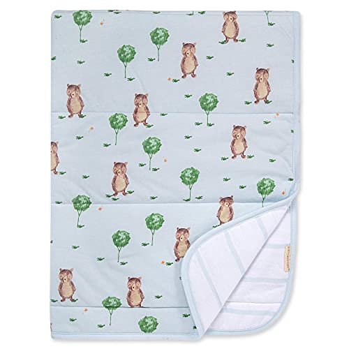 Image of Burts Bees Baby Infant Reversible Blankets 100% Organic Cotton GOTS Certified - Storybook Bear Prints with Quilting Pattern Soft Nursery Blanket with 100% Polyester Fill for Size 30 x 40 Inch