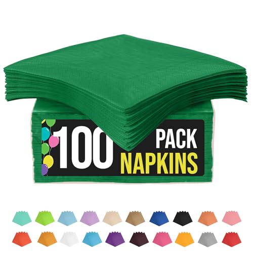 Party Solids Emerald Napkins Disposable Everyday 100 Pcs 2 Ply Emerald Cocktail Napkins Paper Everyday For Parties & Party Supplies