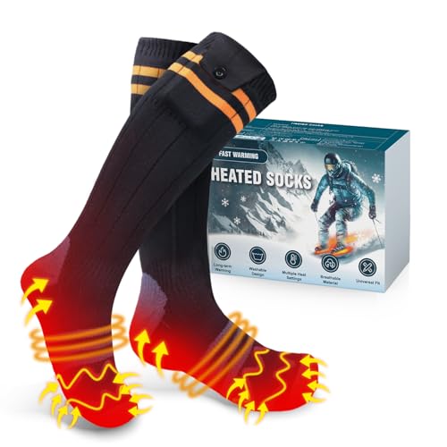 Calcetines Calefactables, 5000mAh Calcetines Térmicos Recargables con 4 Temperaturas, Calcetines Calefactable Lavables para Esquí/Ciclismo/Pesca en Invierno, Unisex Calcetín Calefactable 36-46