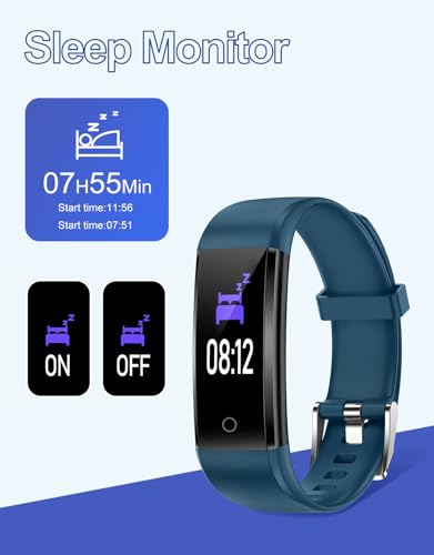 GRV Fitness Tracker Non Bluetooth Fitness Watch No App No Phone Required Waterproof Pedometer Watch with Steps Calories Counter Sleep Tracker for Men Women Parents (Blue)
