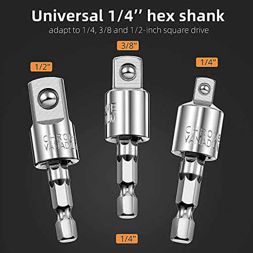 Mxiixm Flexible Drill Bit Extension Hex Shank Drill Nut Driver Bit Set, 105° Right Angle Drill Extension, 3Pcs 360°Rotatable Impact Driver Socket Adapter, Screwdriver Bit Set (16 Pack) #TOP4