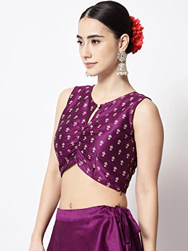 Image of studio rasa Women's Dupion Hand Block Printed Readymade Top for Festive Wedding Party